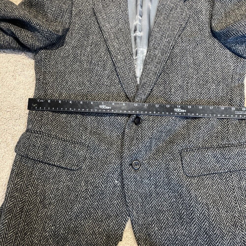 Vintage Jordache Blazer Jacket Men 42R Black Herringbone 100% Wool 90s NWOT Read - Picture 14 of 16